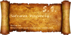 Safranek Vincencia névjegykártya